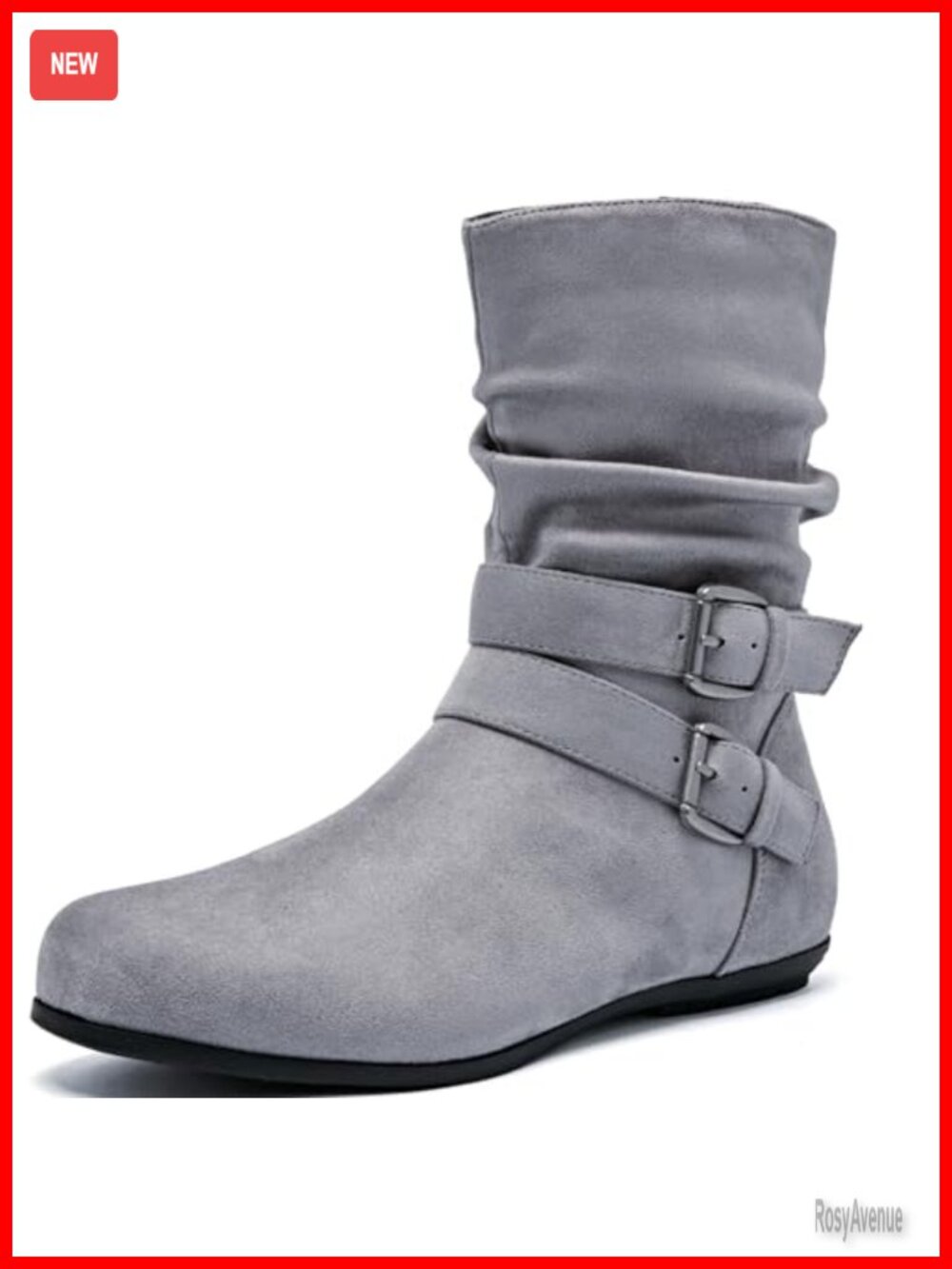 Women's Wide Width Flat Ankle Boots Side Zipper Memory Foam Comfort